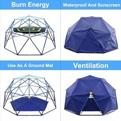 10 FT Climbing Dome with Canopy and Hammock, Anti-Rust and UV Light Blue
