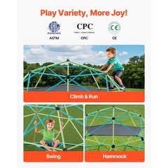 Uimoso 10FT Geometric Dome Climber with Swing and Hammock for Outdoor Play