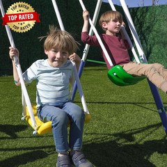 Park Metal Swing Set for Ages 3-8, 2 Swings, Standing Swing, Roman Glider, Teete