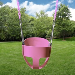 Pink Toddler Swing Full Bucket Seat With Coated Chains For Ages 2 To 4