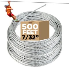 500 FT Zip Line Cable, 7/32″ Galvanized Zipline Wire for Kids and Adults