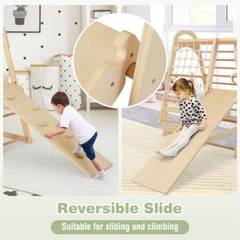 6 in1 Wooden Climbing Toys Kids Indoor Jungle Gym Gift Kids w/Slide Climbing Net