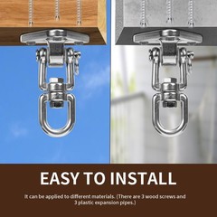 Stainless Steel Swing Hanger Heavy Duty 180°+360° Swivel Swing Hook Swing Har…