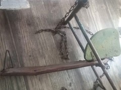 ANTIQUE Metal Play Swing Horse Head Chains Rustic Outdoor Play RARE 30″x18″x14″