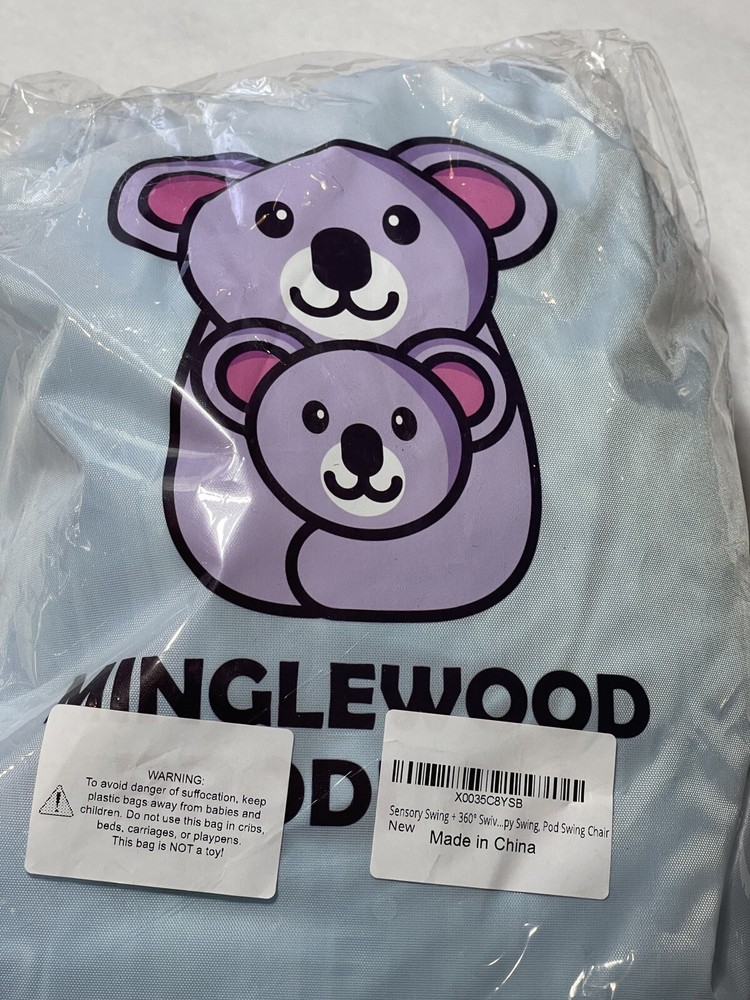 MINGLEWOOD Sensory Swing Bundle – 360° Swivel Hanger – BLUE w/ Stuffed Animal