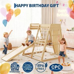 6-in-1 Kids Wooden Climber Playset Jungle Gym Toys for Toddlers & Playground