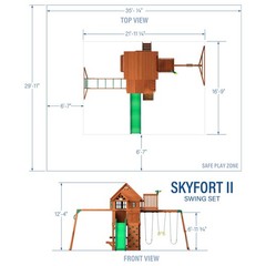 Backyard Discovery Skyfort II Cedar Wood Swing Set with Wave Slide, Brown