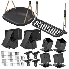 A: 4 Black Base Bracket +2 Black Frame Bracket + 4 Swing Hanger +2 Swing Seat