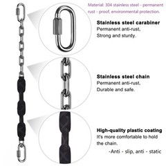 4 Stainless Steel Chains (Black 84″) Swing Chains, Heavy Duty Swing Hardware,…