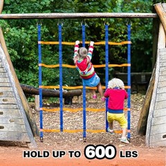 Climbing Net for Kids Outdoor, Portable Ninja Cargo Net Rope Blue&orange