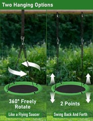 24 Inch Saucer Tree Swing Set for Kids & Adults Adjustable Flying Swing Seat