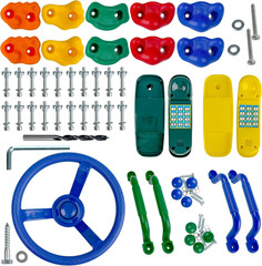 17 Pack Playground Accessories for Kids – 10Pc Colourful Rock Climbing Holds, 4P