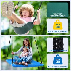 Heavy Duty Metal Swing Set Playground Set for Backyard w/Monkey Bar Climbing Net