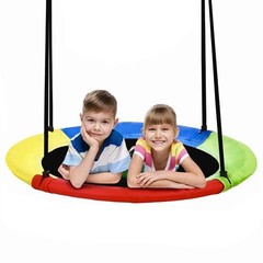 40 Inch Saucer Tree Swing for Kids Outdoor, Textilene Fabric 40inch | Rainbow