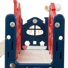 6 in 1 Toddler Slide, Kids Slide with Climber, Basketball Hoop, Tunnel