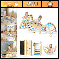 10-in-1 Toddler Climbing Triangle Set, Montessori Indoor Play Structure with Arc