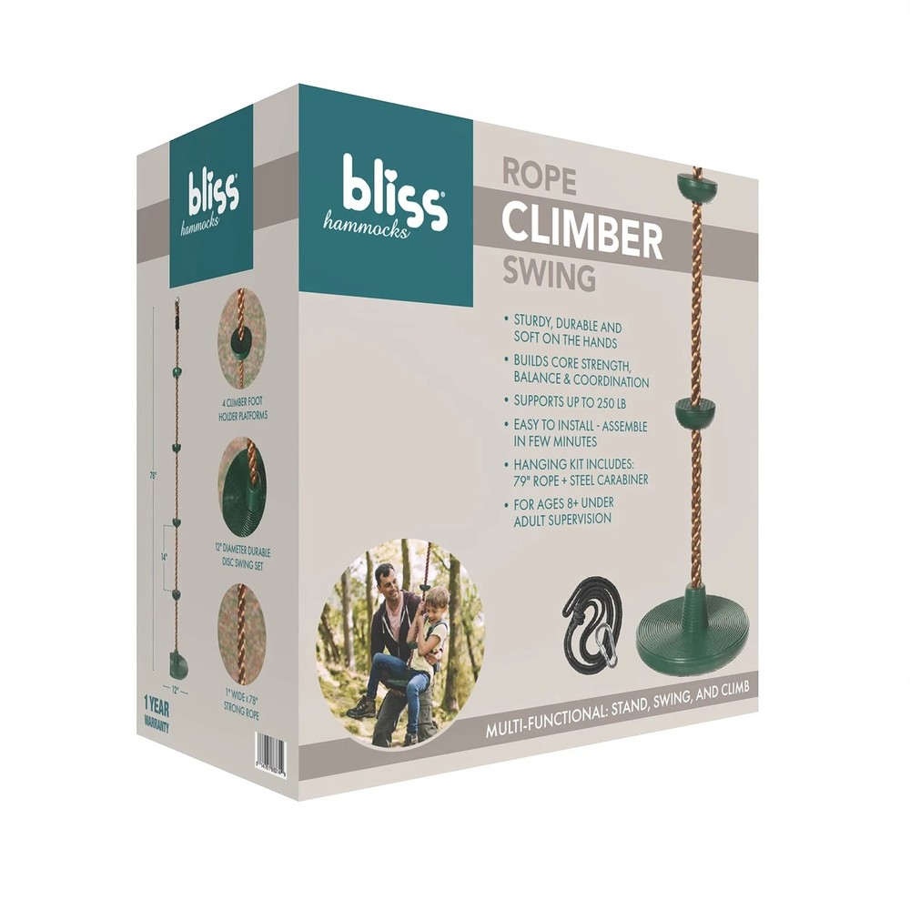 Bliss Hammocks BH-318S Rope Climber Swing Green 250lb Capacity NIB