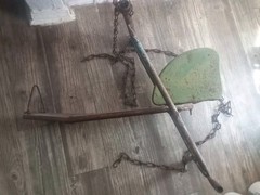ANTIQUE Metal Play Swing Horse Head Chains Rustic Outdoor Play RARE 30″x18″x14″