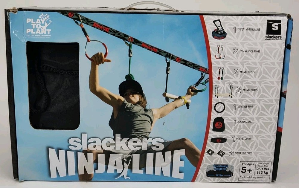 36′ Slackers Ninja Line Outdoor Obstacles Ninja Warrior Training w/Box