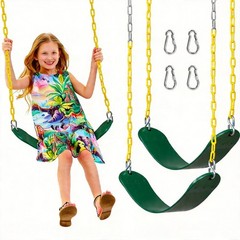 Outdoor Swing Set Seats 2 Pack Anti Rust Chains 330lb Backyard Green