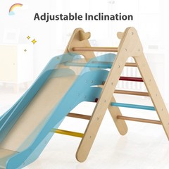 Pikler Triangle Set 2 in 1 Climbing Toys for Toddlers Foldable Wood Montessor…