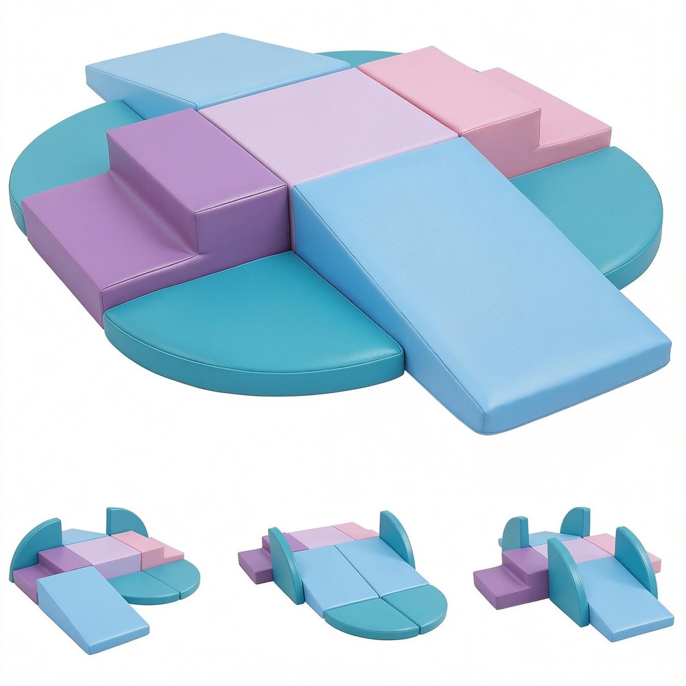 9-Piece Climbing Toys for Toddlers: Soft PU Leather Foam Blocks – Baby Climb …
