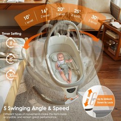 AMKE Baby Swing for Infants with Spacious & Breathable Mesh Seat 5-Point Harness