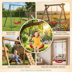 Outdoor Kids Swing Seat 220 lbs Hanging Plastic Swing with Adjustable Rope Tree