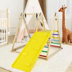 4-in-1 Indoor Jungle Gym w/Baby Swing, Climber, Ladder and Resting Platform