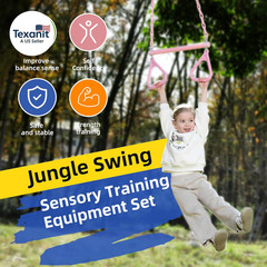 18″ Pink Trapeze Swing Bar Rings 48″ Heavy Duty Plastic Coated Chains Swing Set