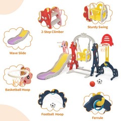 TOBBI 5-in-1 Kids Slide&Swing Playset Toddlers Indoor Outdoor Climber Playground
