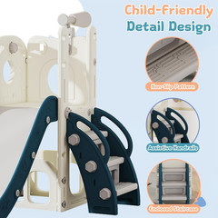 6 in 1 Toddler Slide, Kids Slider for 1-3, Indoor Outdoor Playset Playground wit