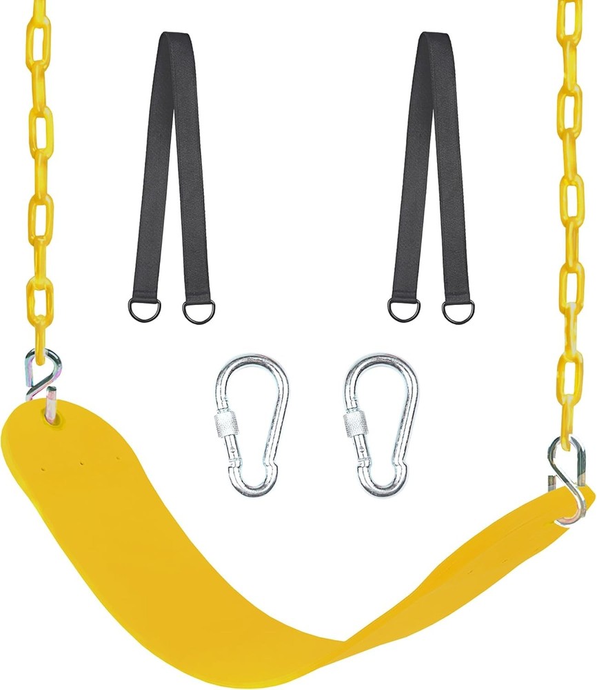 66InchHeavyDutyChainSwingSeatSensoryTherapySwingYellowWithHooksStraps