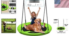 Durable 500Lb Capacity 40” Kids Saucer Swing – All-Weather Oxford Fabric Seat