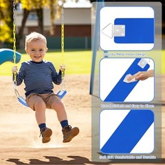 Swing Set Seat with Metal Triangle Ring & 66Inch Anti-Rust Chains, Swing Blue