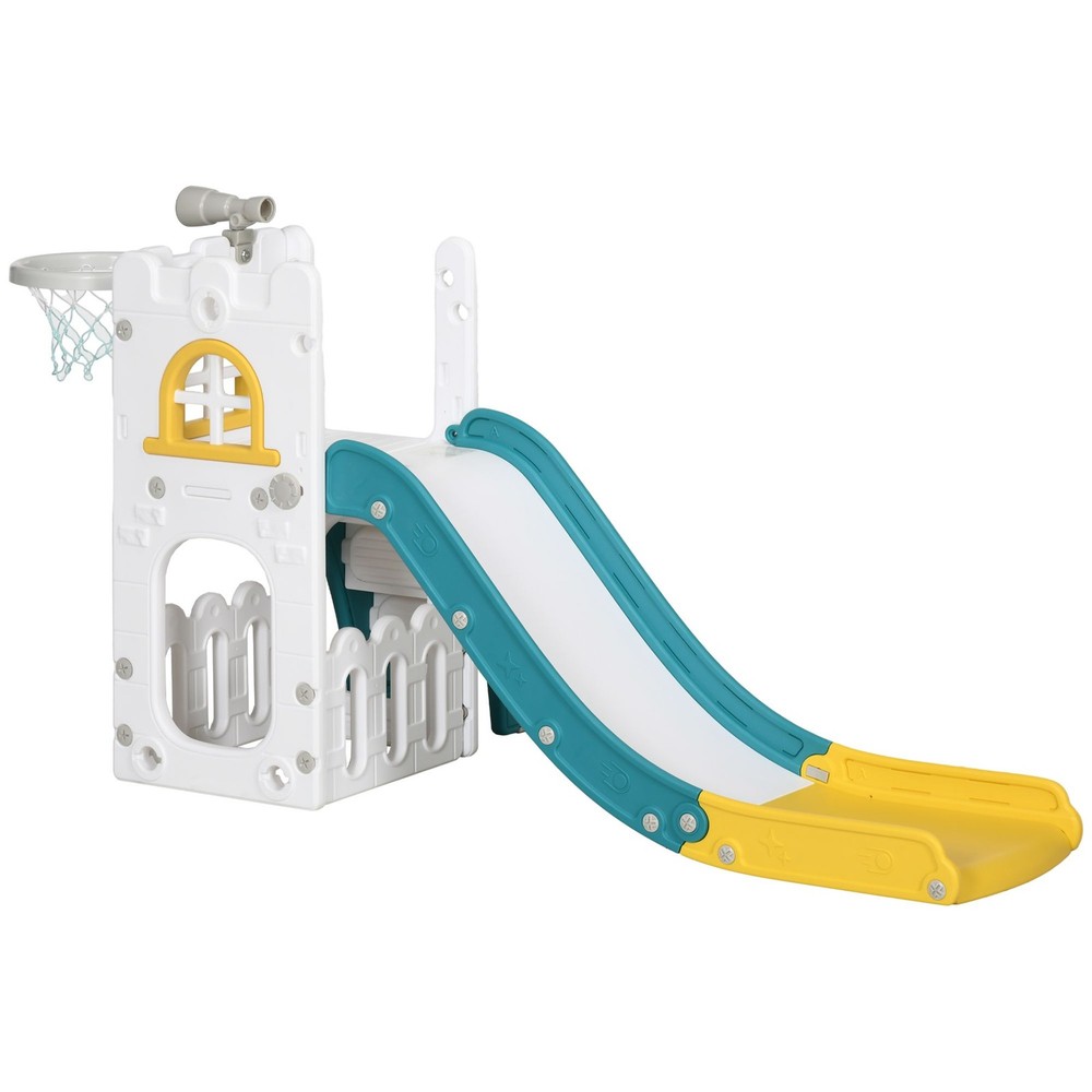 Toddler Activity Slide 5-in-1 66lb Load Yellow with Hoop Climber and Bin