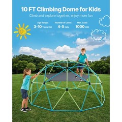 Uimoso 10FT Geometric Dome Climber with Swing and Hammock for Outdoor Play