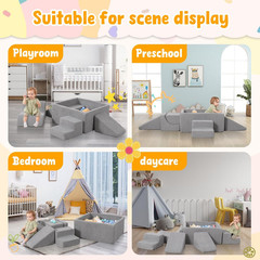 Baby Climbing Blocks with Ball Pit,6Pcs Foam Climbing Toys for Toddlers 1-3 Insi