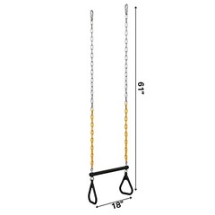 Outdoor Playground Gym Heavy Duty Kids Fun Hanging Trapeze Bar, Green Steel