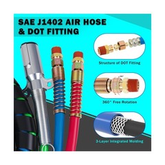 CheeMuii 15FT Semi Truck Air Line Kit with Gladhand Holder and Springs Kit Re…