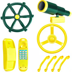 Playground Accessories Pirate Ship Playset with Wheel Telescope Safety Handles T