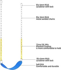 Heavy-Duty EVA Swing for Kids & Adults – 66″ Long Anti-Rust Chains, Safe Design