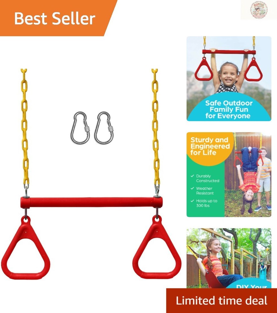 Complete Swing Set Kit: 18” Trapeze Bar & 48” Heavy Duty Chains for Kids