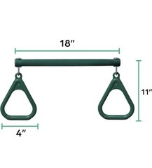 New Jungle Gym Kingdom 18″ Trapeze Swing Bar Rings 48″ Heavy Duty Swing Set