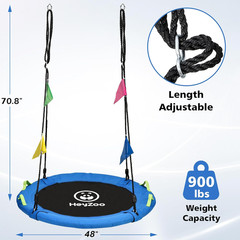 HeyZoo 48 inch Tree Swing, Larger Saucer Flying Swing for Whole Family, 900lbs W