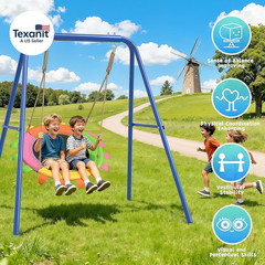 Saucer Swing Set for Kids Outdoor, Heavy Duty A-Frame Metal Swings Stand with 40