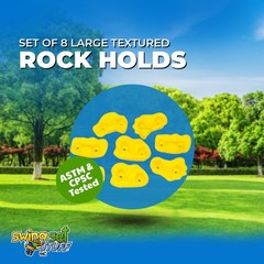 SWING SET STUFF SMALL TEXTURED ROCK HOLDS SET OF 8 MOUNTING HARDWARE YELLOW 0014