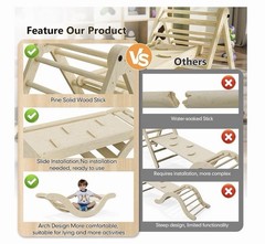 NEW 5 In 1 Montessori Pikler Triangle Climbing Set W Arch Ramp & Slide UNOPENED