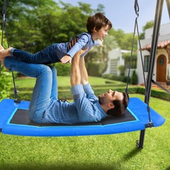 Metal Swing Set 60″ Large Platform Swing 440lbs Heavy Duty Kids Backyard Playset