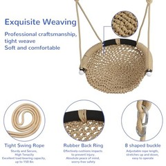 Secure Swing Set,Adjustable Rope Swing Seat Swingset Accessories for Brown